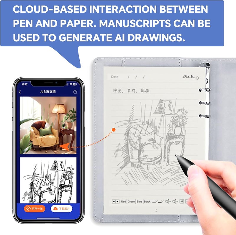 lewitools Smart Digital Pen Real-Time Sync Write on Paper Sync to Phone Mobile Voice to Text Sync Handwritten Notes Handwriting Voice to Digital Texts Storage Voice-Controlled Painting - Image 4